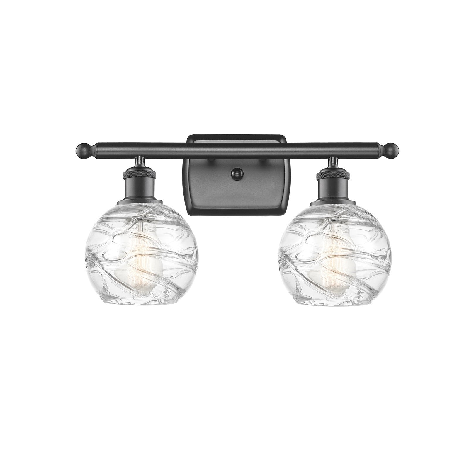 Innovations Athens Deco Swirl 16in 2-Light Bath Vanity | Industrial Oil Rubbed Bronze and Clear Glass | Bathroom Vanity | Model 516-2W-OB-G1213-6CL