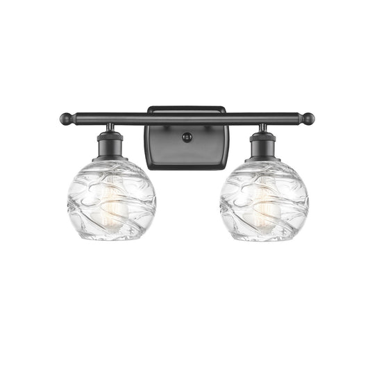 Innovations Athens Deco Swirl 16in 2-Light Bath Vanity | Industrial Oil Rubbed Bronze and Clear Glass | Bathroom Vanity | Model 516-2W-OB-G1213-6CL