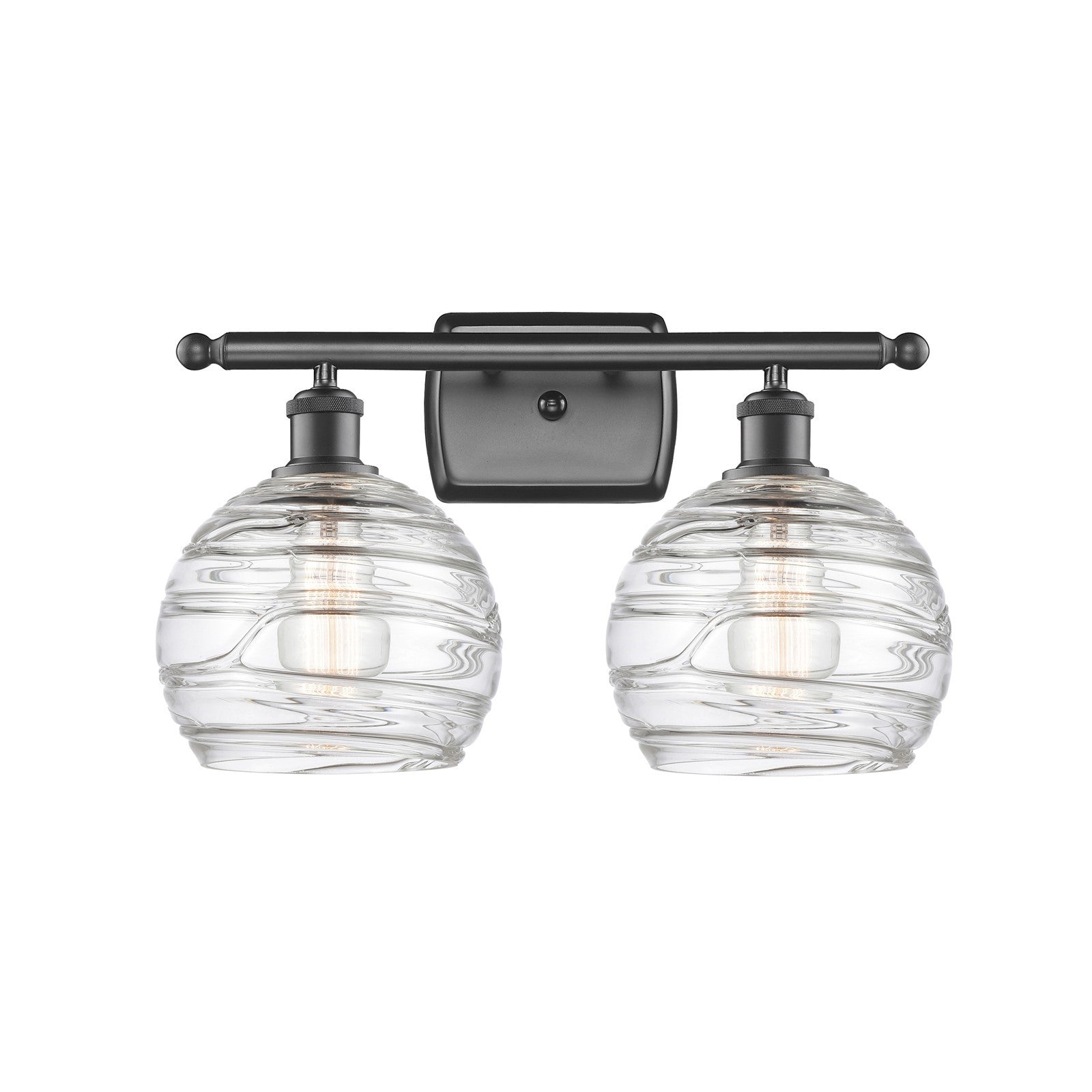 Innovations Athens Deco Swirl 18in 2-Light Bath Vanity | Industrial Oil Rubbed Bronze and Clear Glass | Bathroom Vanity | Model 516-2W-OB-G1213-8CL