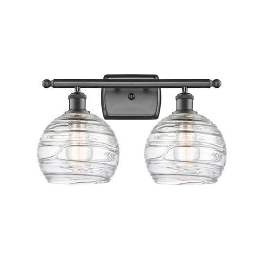 Innovations Athens Deco Swirl 18in 2-Light Bath Vanity | Industrial Oil Rubbed Bronze and Clear Glass | Bathroom Vanity | Model 516-2W-OB-G1213-8CL
