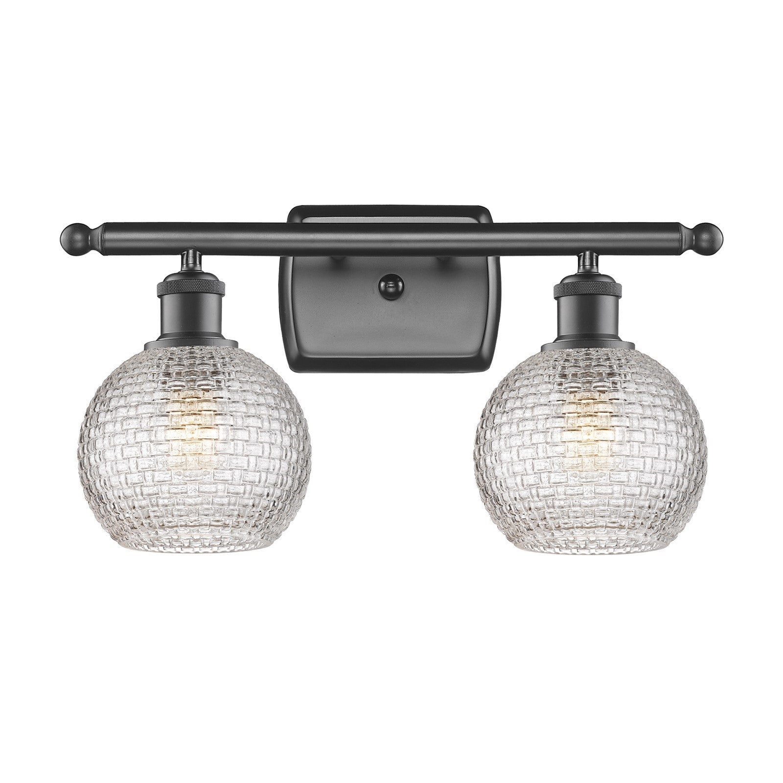 Innovations Athens 16in 2-Light Bath Vanity | Modern Farmhouse Oil Rubbed Bronze and Clear Basket Weave Glass | Bathroom | Model 516-2W-OB-G122C-6CL