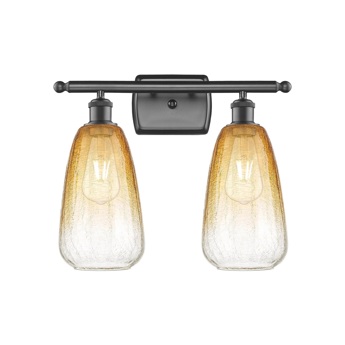 Innovations Brookhaven Almond 16in 2-Light Bath Vanity | Industrial Oil Rubbed Bronze and Amber Glass | Bathroom & Powder | Model 516-2W-OB-G480-6AM
