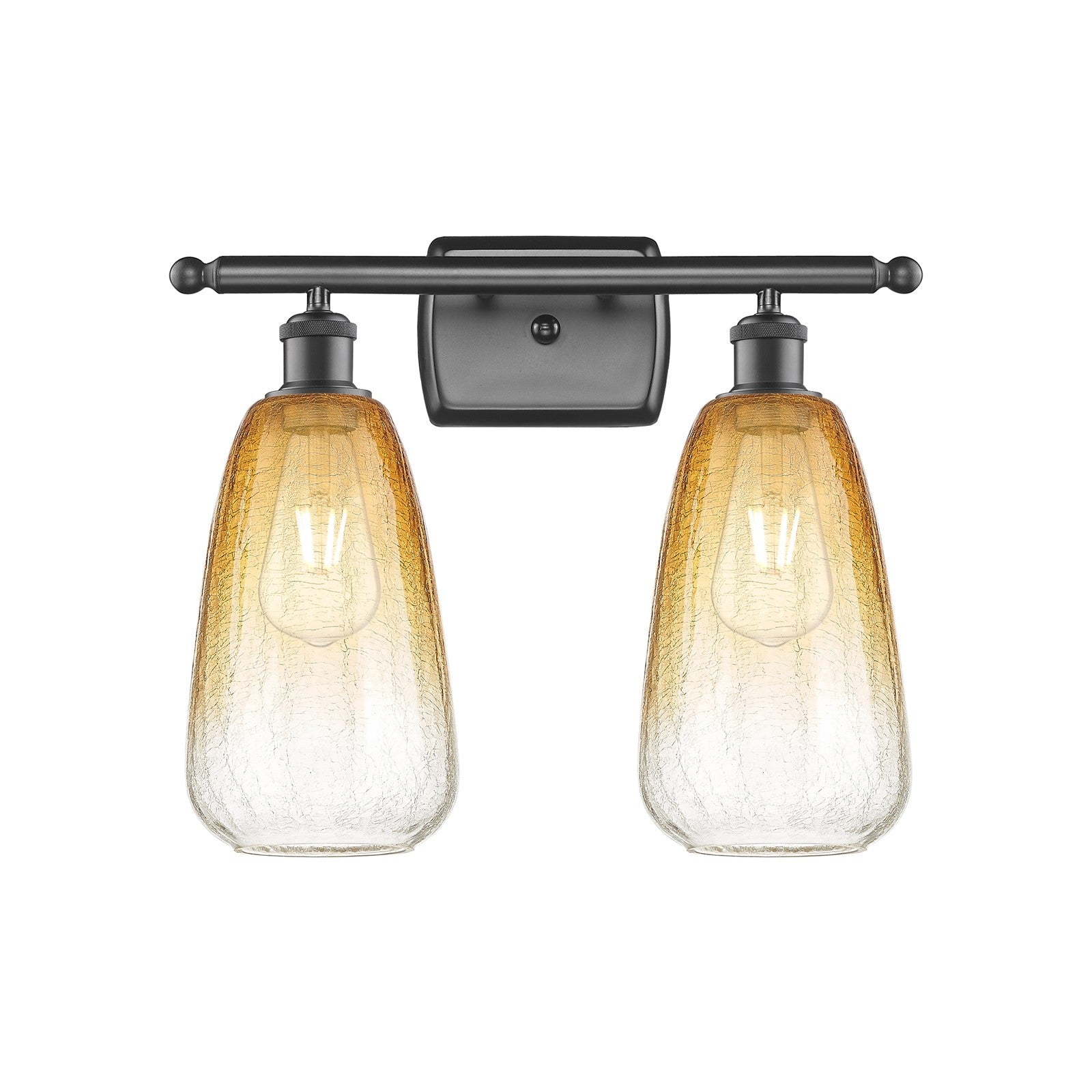 Innovations Brookhaven Almond 16in 2-Light Bath Vanity | Industrial Oil Rubbed Bronze and Amber Glass | Bathroom & Powder | Model 516-2W-OB-G480-6AM