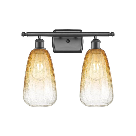 Innovations Brookhaven Almond 16in 2-Light Bath Vanity | Industrial Oil Rubbed Bronze and Amber Glass | Bathroom & Powder | Model 516-2W-OB-G480-6AM