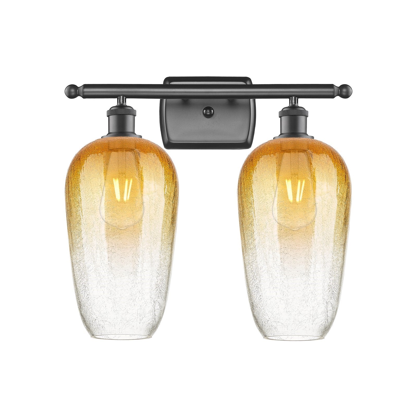 Innovations Brookhaven Flute 17in 2-Light Bath Vanity Light | Industrial Oil Rubbed Bronze and Amber Glass | Bathroom | Model 516-2W-OB-G484-7AM