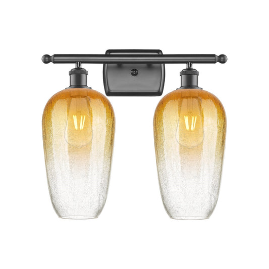 Innovations Brookhaven Flute 17in 2-Light Bath Vanity Light | Industrial Oil Rubbed Bronze and Amber Glass | Bathroom | Model 516-2W-OB-G484-7AM