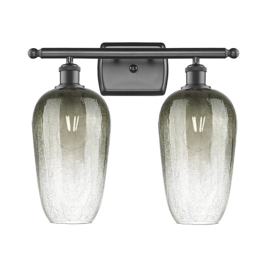 Innovations Brookhaven Flute 17in 2-Light Bath Vanity Light | Industrial Oil Rubbed Bronze and Slate Glass | Bathroom | Model 516-2W-OB-G484-7SL