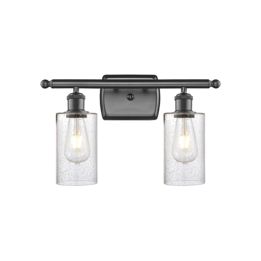 Innovations Clymer 14in 2-Light Bath Vanity Light | Transitional Oil Rubbed Bronze and Seedy Glass | Bathroom Vanity | Model 516-2W-OB-G804