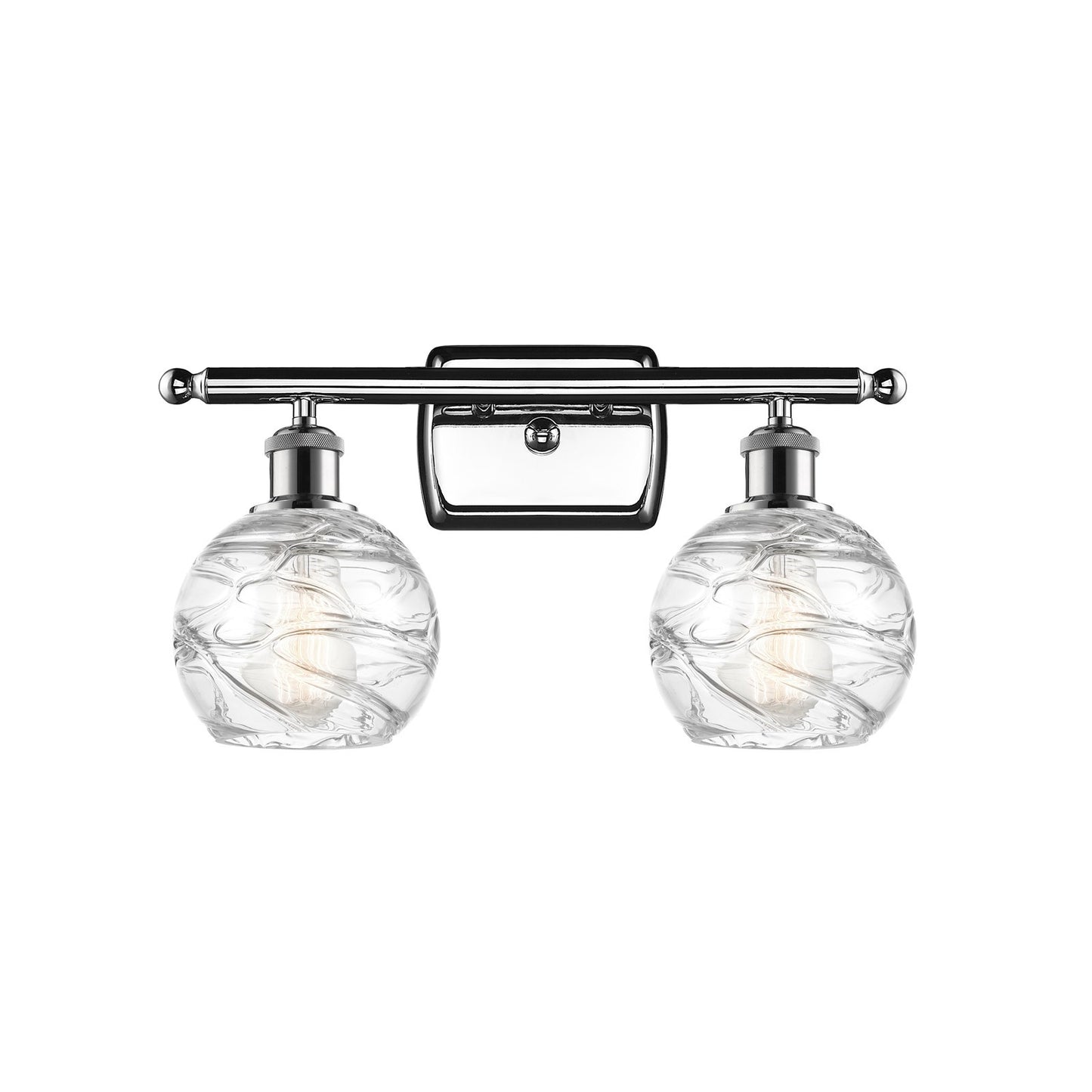 Innovations Athens Deco Swirl 15.8in 2-Light Bath Vanity Light | Industrial Polished Chrome and Clear Deco Swirl Glass | Model 516-2W-PC-G1213-6CL