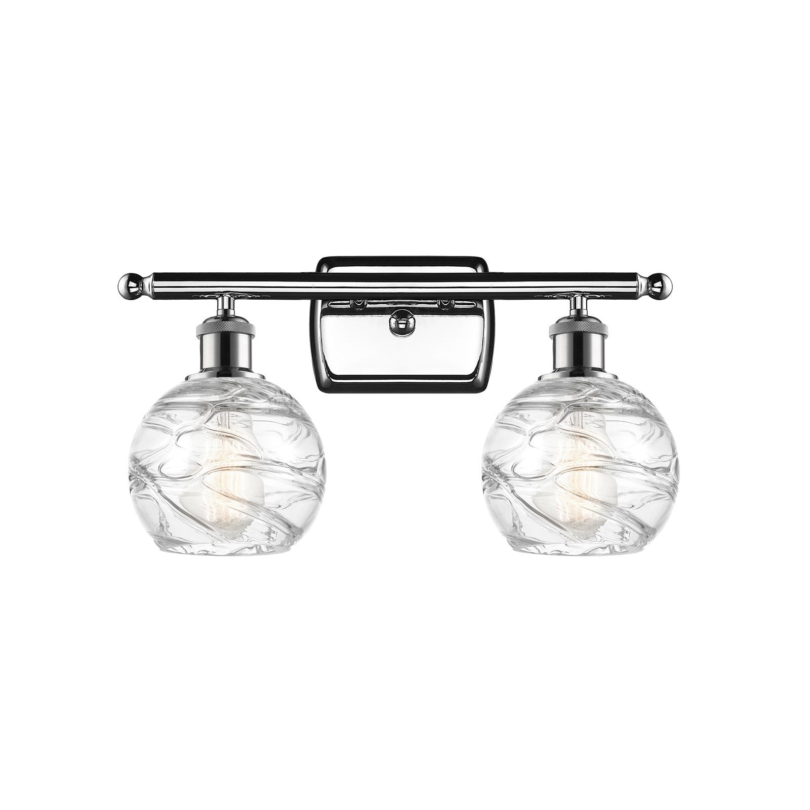 Innovations Athens Deco Swirl 15.8in 2-Light Bath Vanity Light | Industrial Polished Chrome and Clear Deco Swirl Glass | Model 516-2W-PC-G1213-6CL