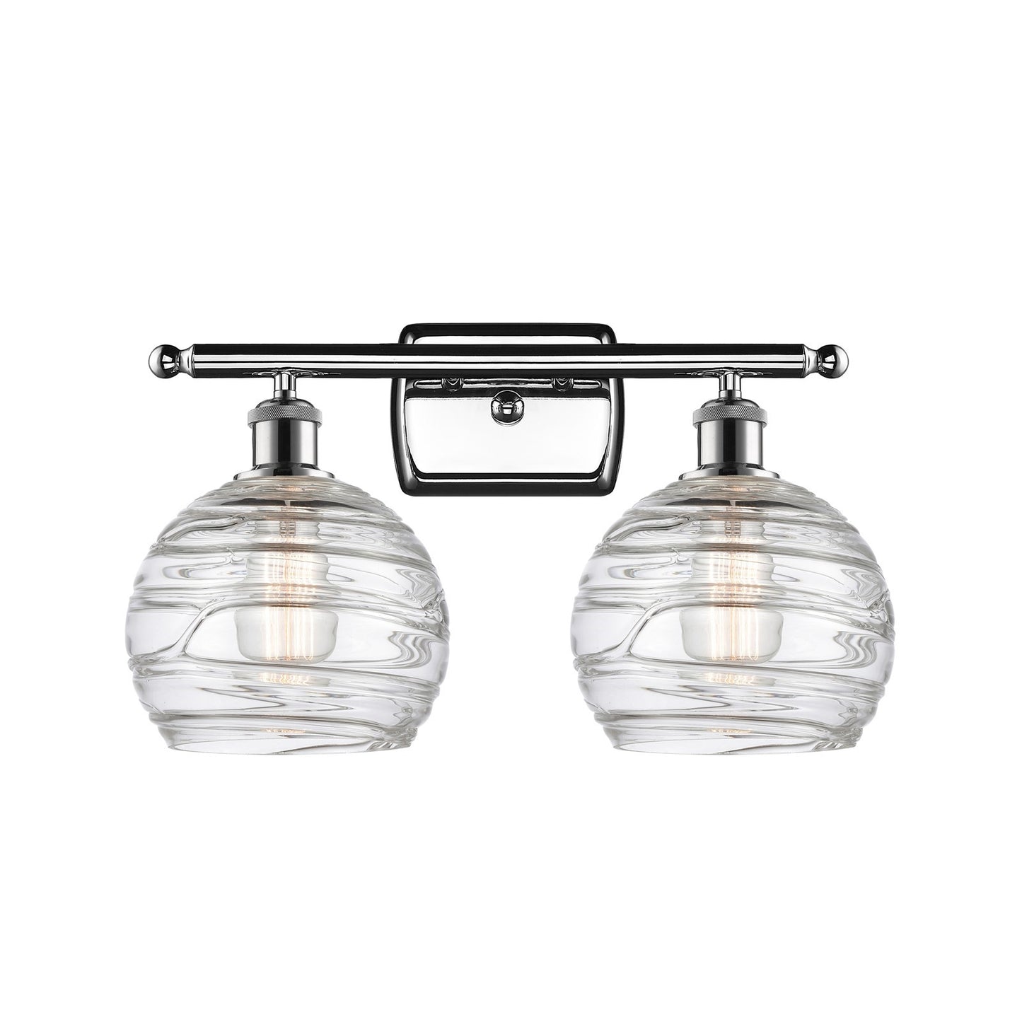 Innovations Athens Deco Swirl 18in 2-Light Bath Vanity Light | Industrial Polished Chrome and Clear Deco Swirl Glass | Model 516-2W-PC-G1213-8CL