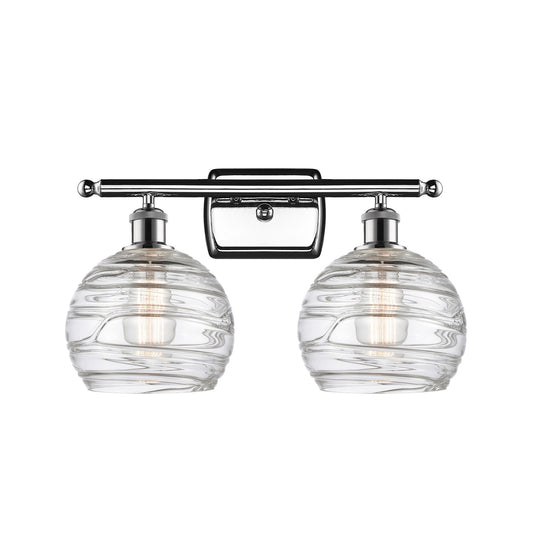 Innovations Athens Deco Swirl 18in 2-Light Bath Vanity Light | Industrial Polished Chrome and Clear Deco Swirl Glass | Model 516-2W-PC-G1213-8CL