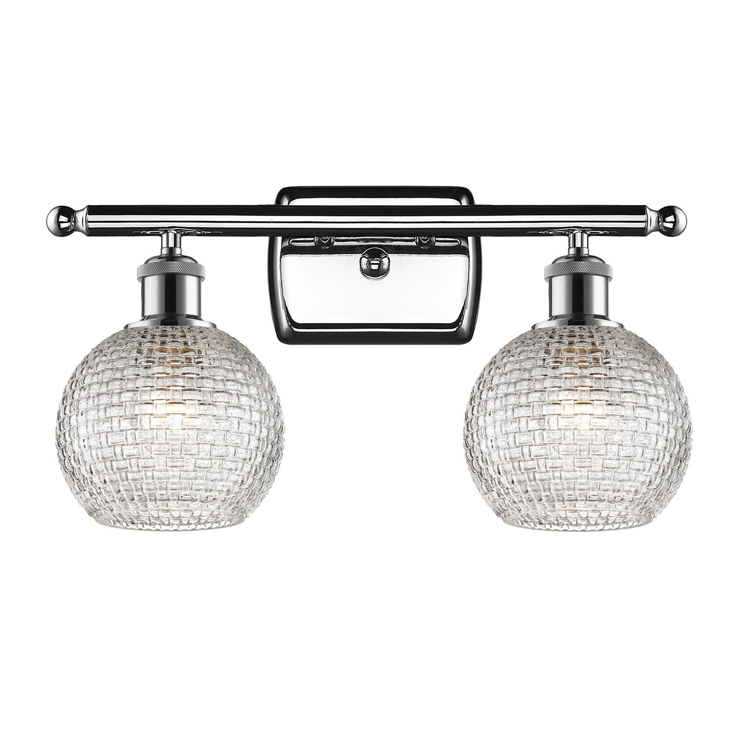 Innovations Athens 16in 2-Light Bath Vanity Light | Modern Contempo Polished Chrome and Clear Basket Weave Glass | Model 516-2W-PC-G122C-6CL