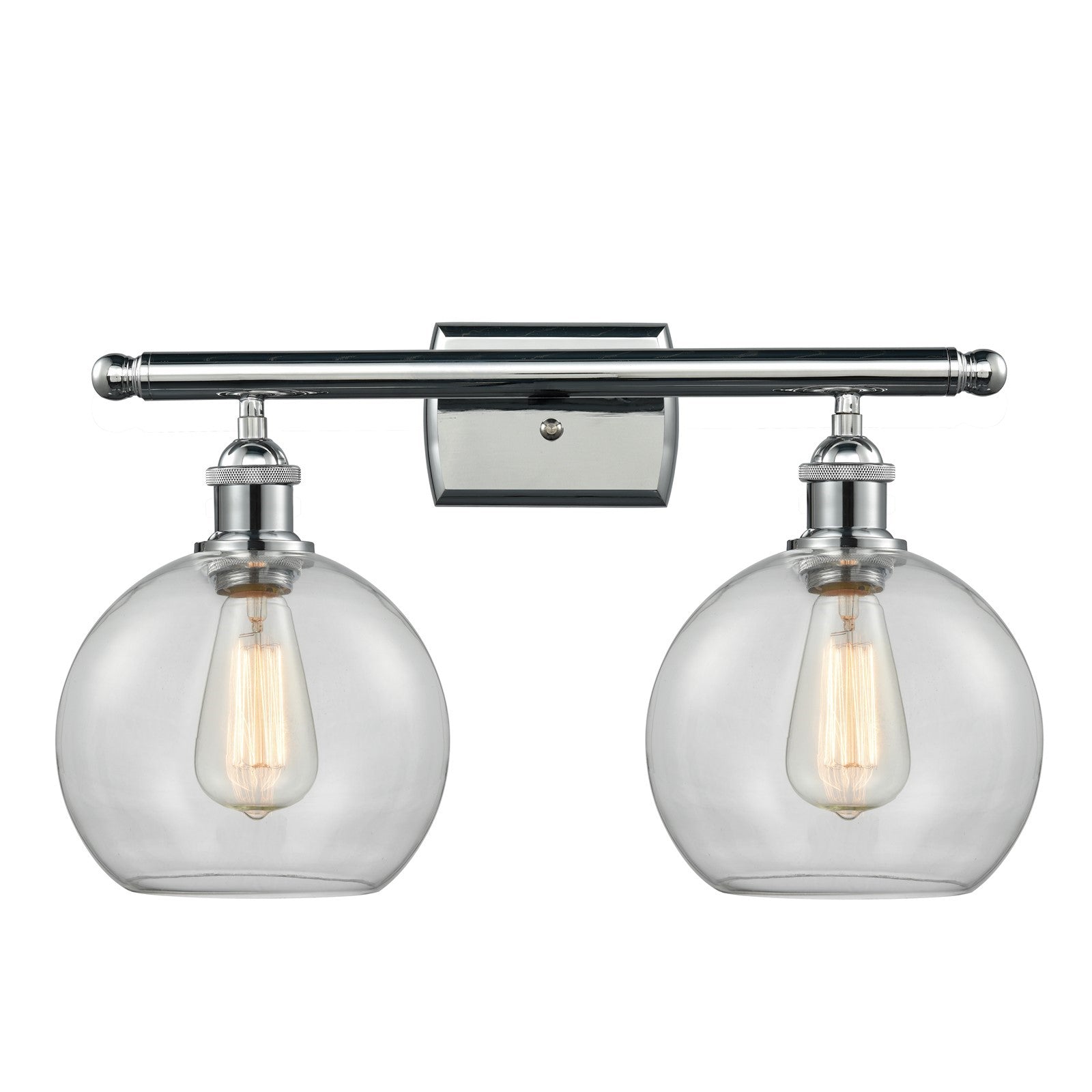 Innovations Athens 18in 2-Light Bath Vanity Light | Modern Contempo Polished Chrome and Clear Basket Weave Glass | Model 516-2W-PC-G122C-8CL