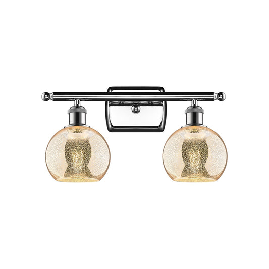 Innovations Athens 16in 2-Light Bath Vanity Light | Industrial Polished Chrome and Mercury Glass | Bathroom Vanity & Powder | Model 516-2W-PC-G128-6