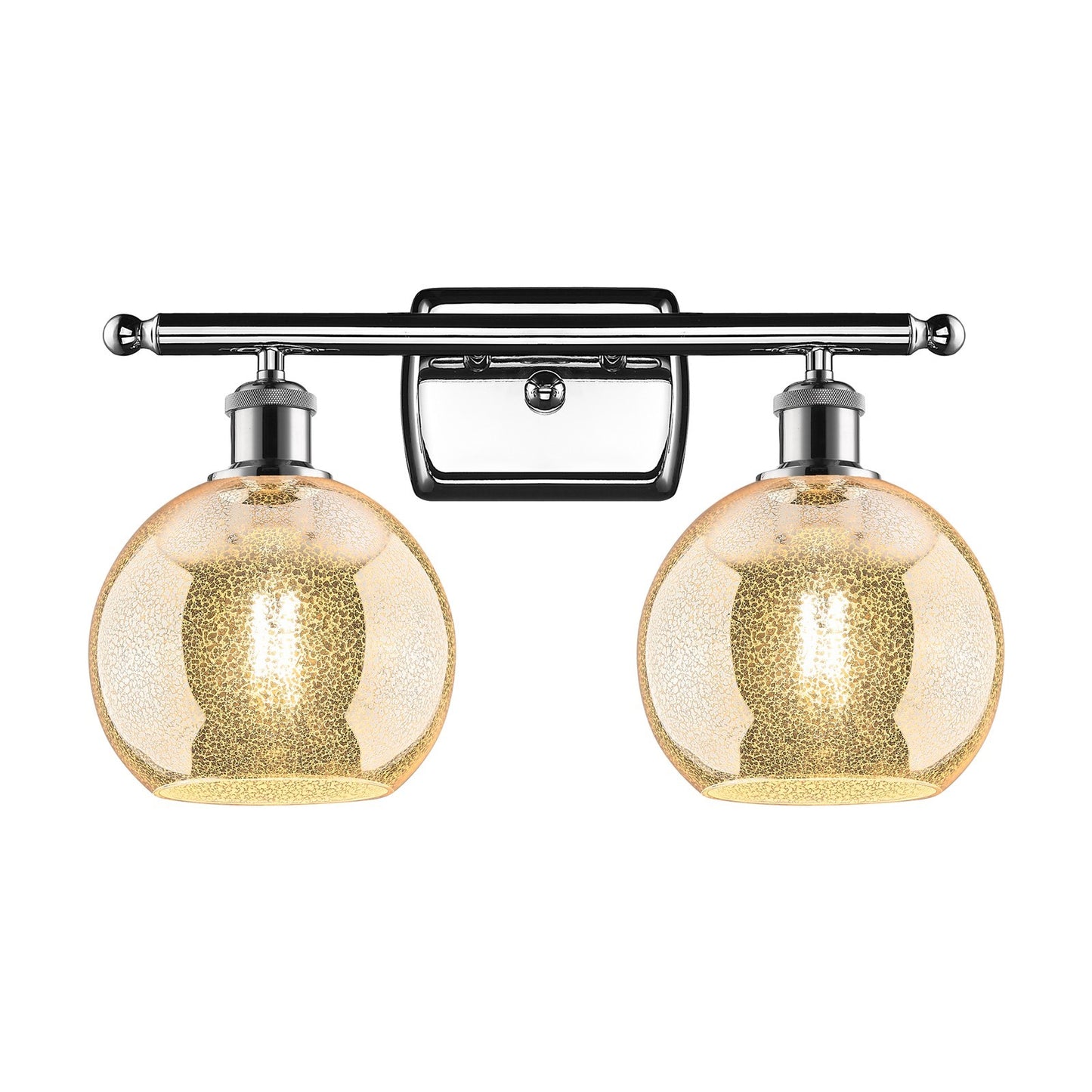 Innovations Athens 18in 2-Light Bath Vanity Light | Industrial Polished Chrome and Mercury Glass | Bathroom & Powder Room | Model 516-2W-PC-G128-8