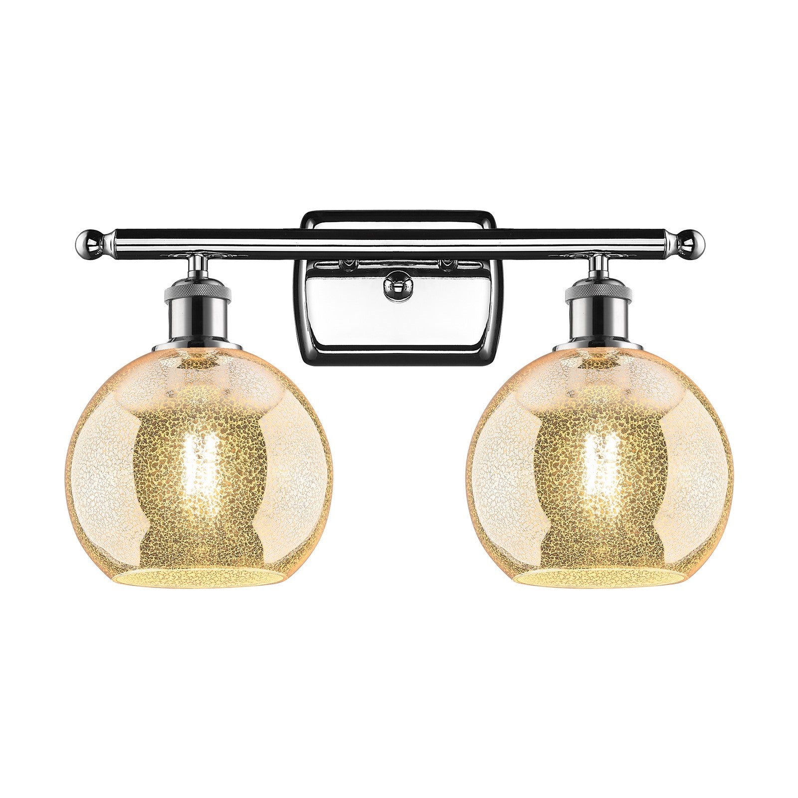 Innovations Athens 18in 2-Light Bath Vanity Light | Industrial Polished Chrome and Mercury Glass | Bathroom & Powder Room | Model 516-2W-PC-G128-8