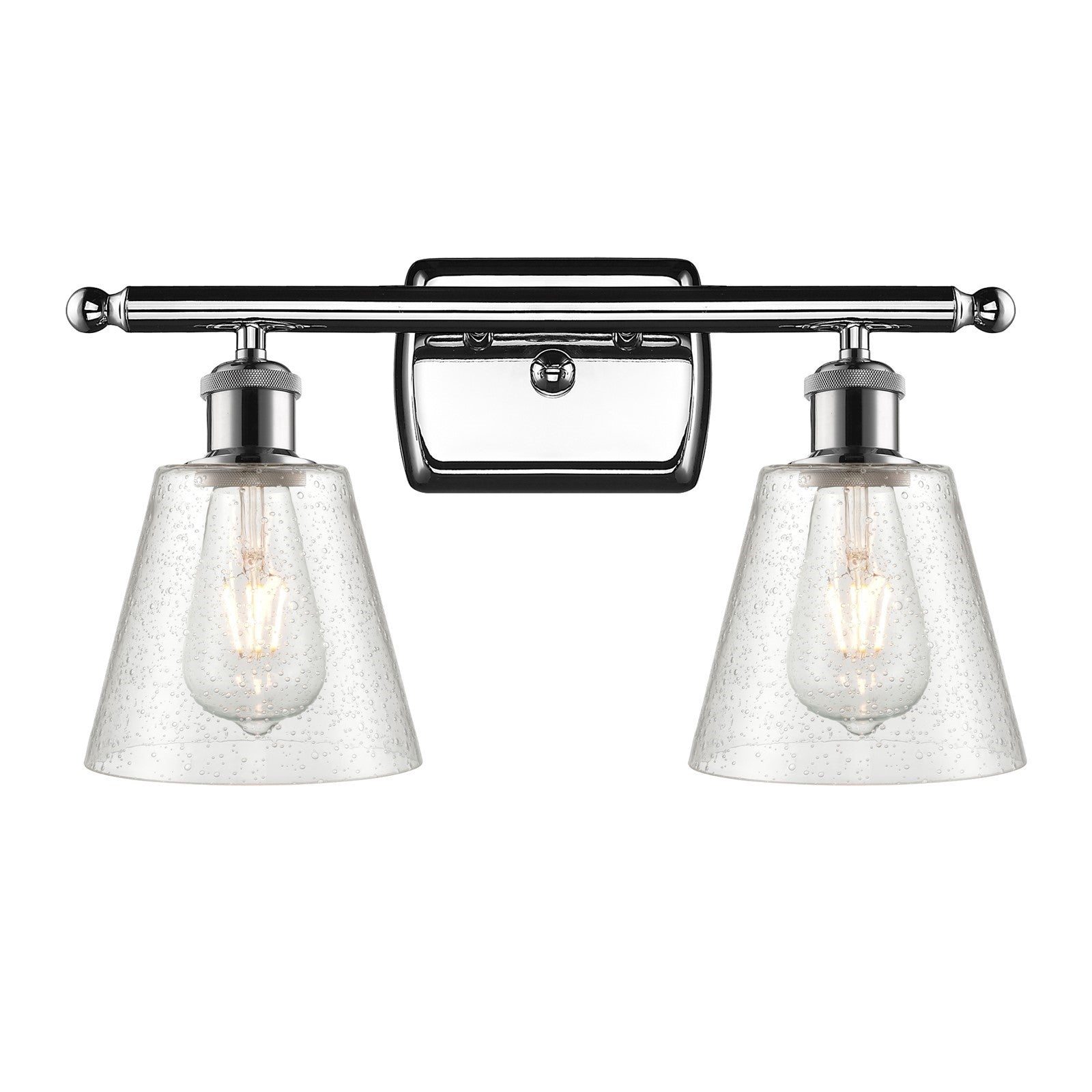 Innovations Caton 16in 2-Light Bath Vanity Light | Art Nouveau Polished Chrome and Frosted Glass | Bathroom & Powder Room | Model 516-2W-PC-G454