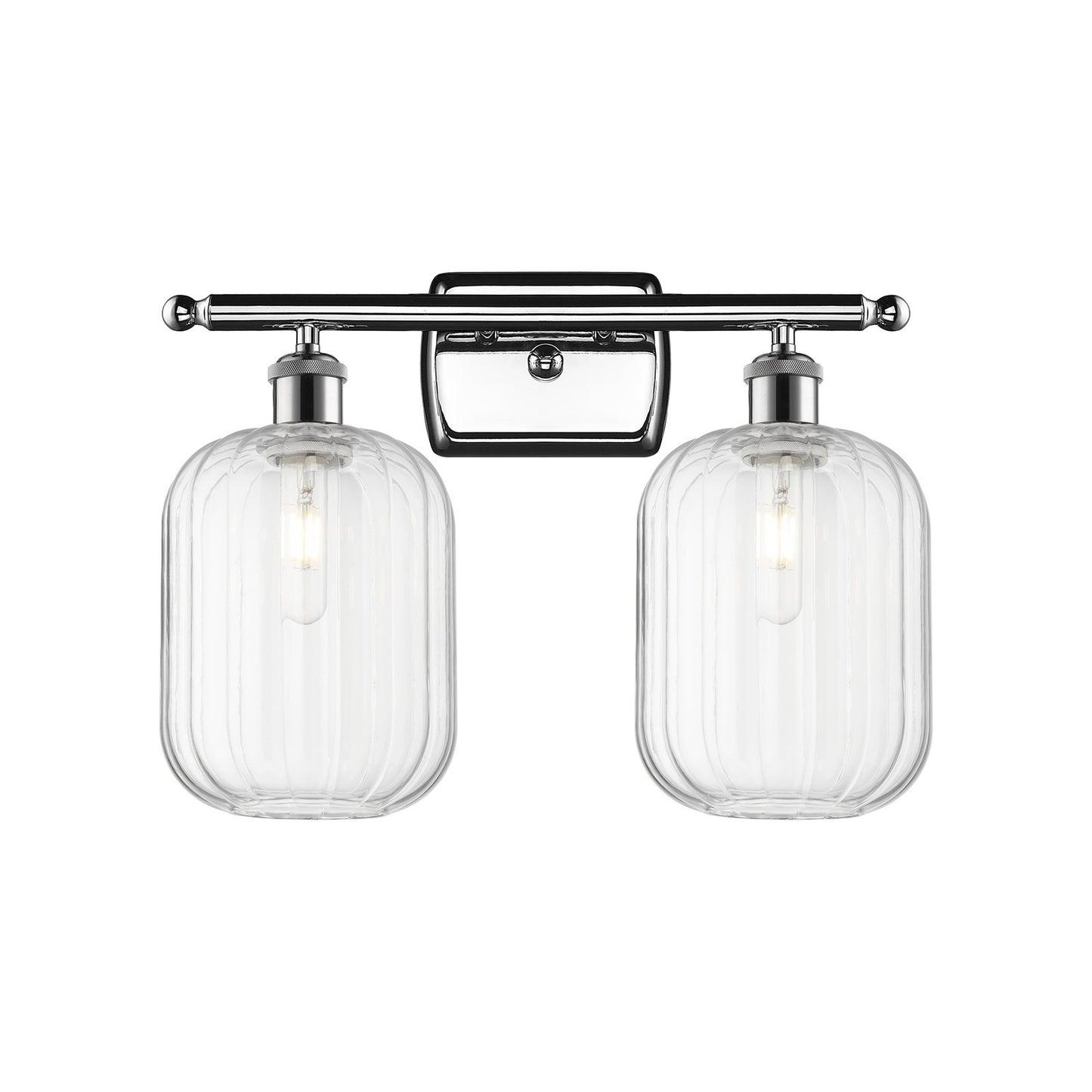 Innovations Preston Cylinder 16in 2-Light Bath Vanity | Industrial Polished Chrome and Clear Glass | Bathroom & Powder | Model 516-2W-PC-G460-7CL