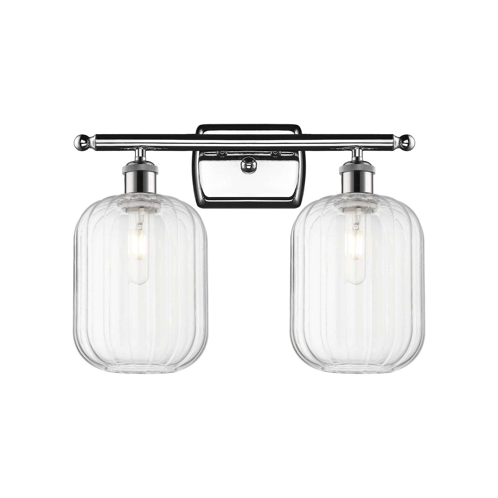 Innovations Preston Cylinder 16in 2-Light Bath Vanity | Industrial Polished Chrome and Clear Glass | Bathroom & Powder | Model 516-2W-PC-G460-7CL