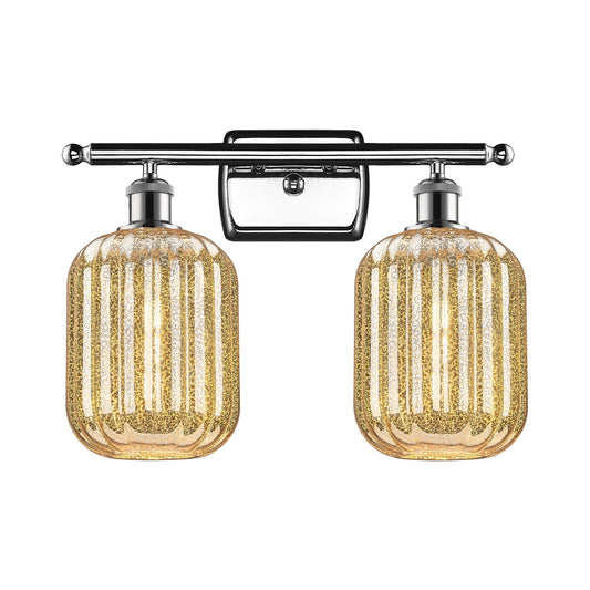 Innovations Preston Cylinder 16in 2-Light Bath Vanity | Industrial Polished Chrome and Mercury Glass | Bathroom & Powder | Model 516-2W-PC-G460-7ME