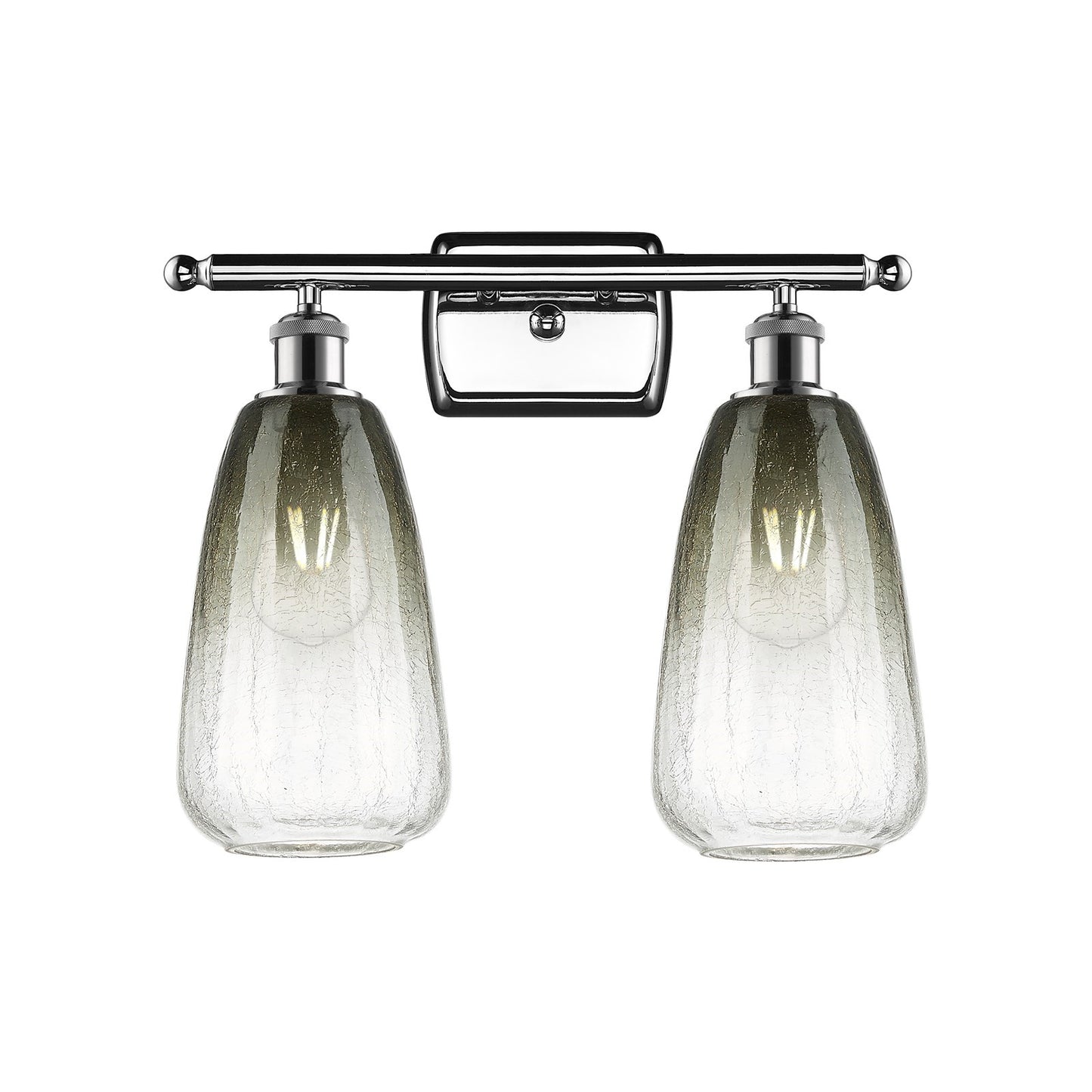 Innovations Brookhaven Almond 16in 2-Light Bath Vanity Light | Industrial Polished Chrome and Slate Glass | Bathroom | Model 516-2W-PC-G480-6SL