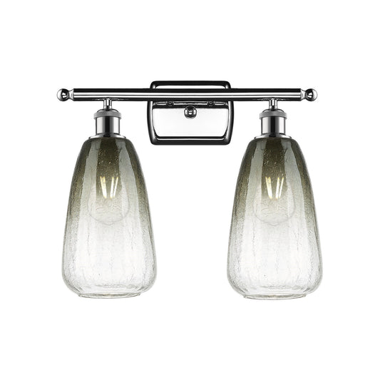 Innovations Brookhaven Almond 16in 2-Light Bath Vanity Light | Industrial Polished Chrome and Slate Glass | Bathroom | Model 516-2W-PC-G480-6SL