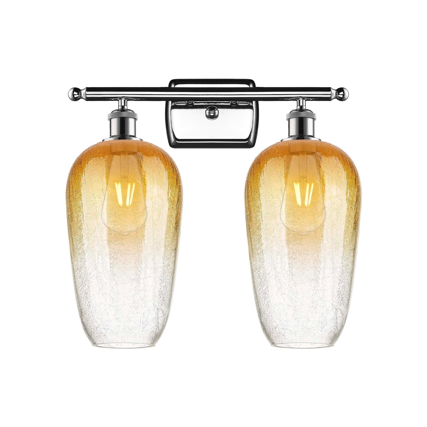 Innovations Brookhaven Flute 17in 2-Light Bath Vanity Light | Industrial Polished Chrome and Amber Glass | Bathroom | Model 516-2W-PC-G484-7AM