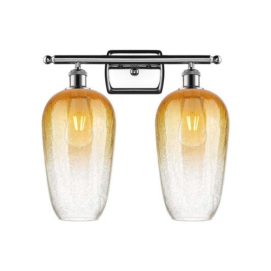 Innovations Brookhaven Flute 17in 2-Light Bath Vanity Light | Industrial Polished Chrome and Amber Glass | Bathroom | Model 516-2W-PC-G484-7AM