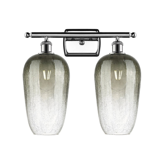 Innovations Brookhaven Flute 17in 2-Light Bath Vanity Light | Industrial Polished Chrome and Slate Glass | Bathroom | Model 516-2W-PC-G484-7SL