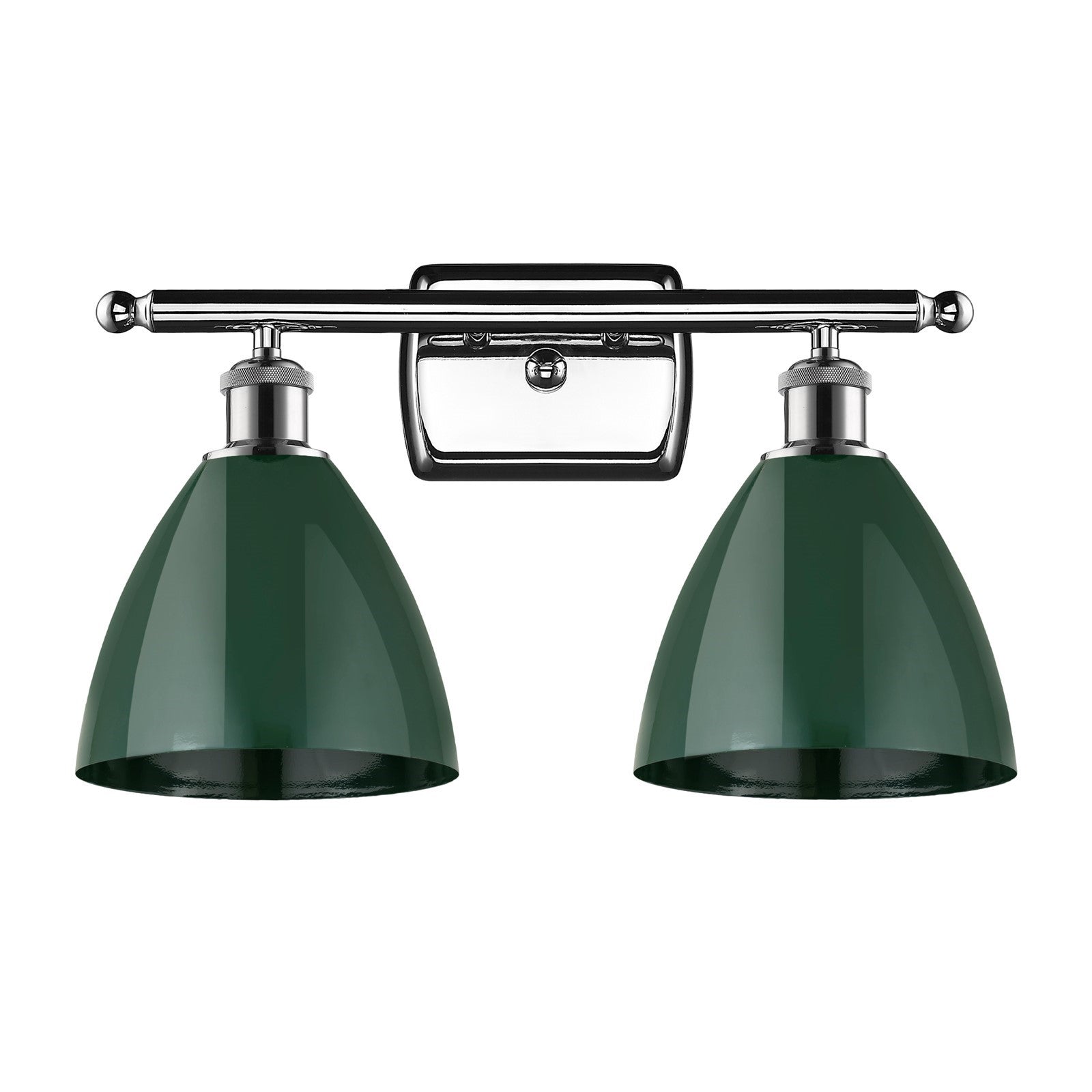 Innovations Plymouth 17.5in 2-Light Bath Vanity Light | Industrial Polished Chrome and Green Metal | Bathroom & Powder | Model 516-2W-PC-MBD-75-GR
