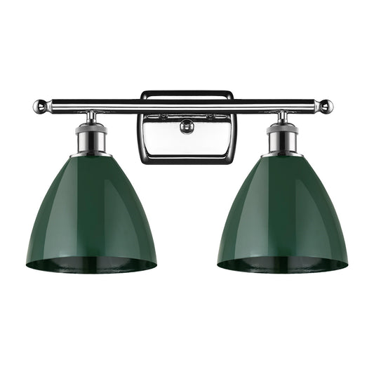 Innovations Plymouth 17.5in 2-Light Bath Vanity Light | Industrial Polished Chrome and Green Metal | Bathroom & Powder | Model 516-2W-PC-MBD-75-GR