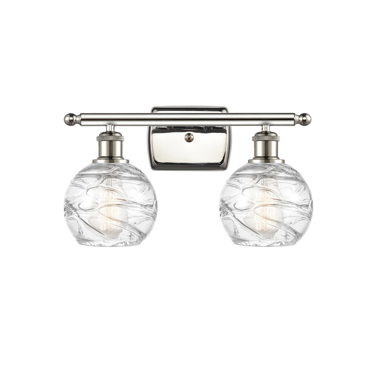 Innovations Athens Deco Swirl 15.88in 2-Light Bath Vanity Light | Industrial Polished Nickel and Clear Glass | Bathroom | Model 516-2W-PN-G1213-6CL