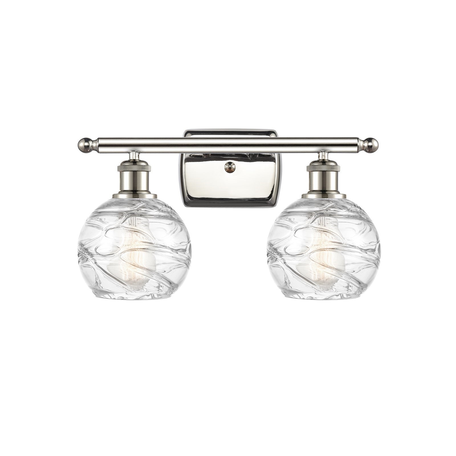 Innovations Athens Deco Swirl 15.88in 2-Light Bath Vanity Light | Industrial Polished Nickel and Clear Glass | Bathroom | Model 516-2W-PN-G1213-6CL