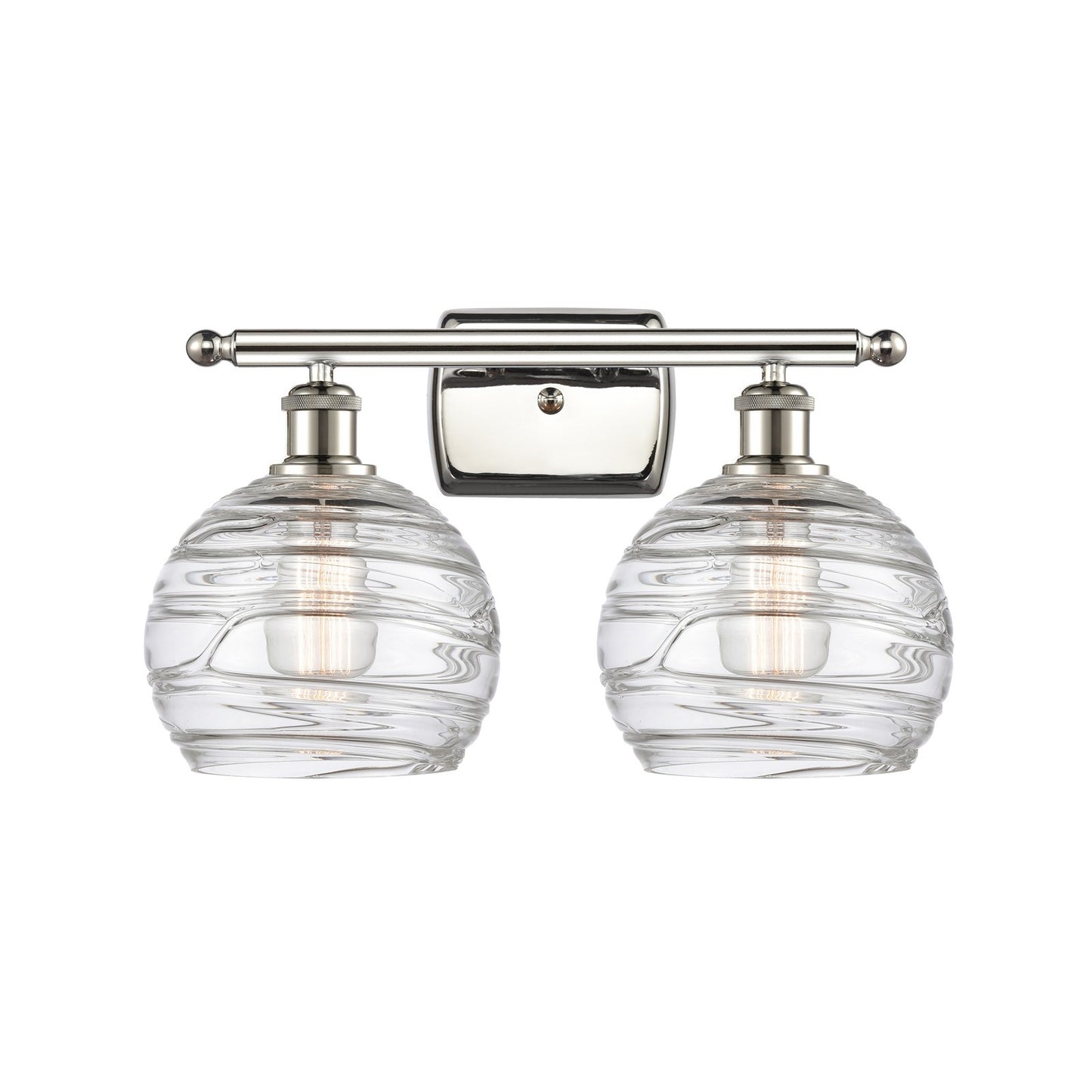 Innovations Athens Deco Swirl 18in 2-Light Bath Vanity Light | Industrial Polished Nickel and Clear Glass | Bathroom | Model 516-2W-PN-G1213-8CL