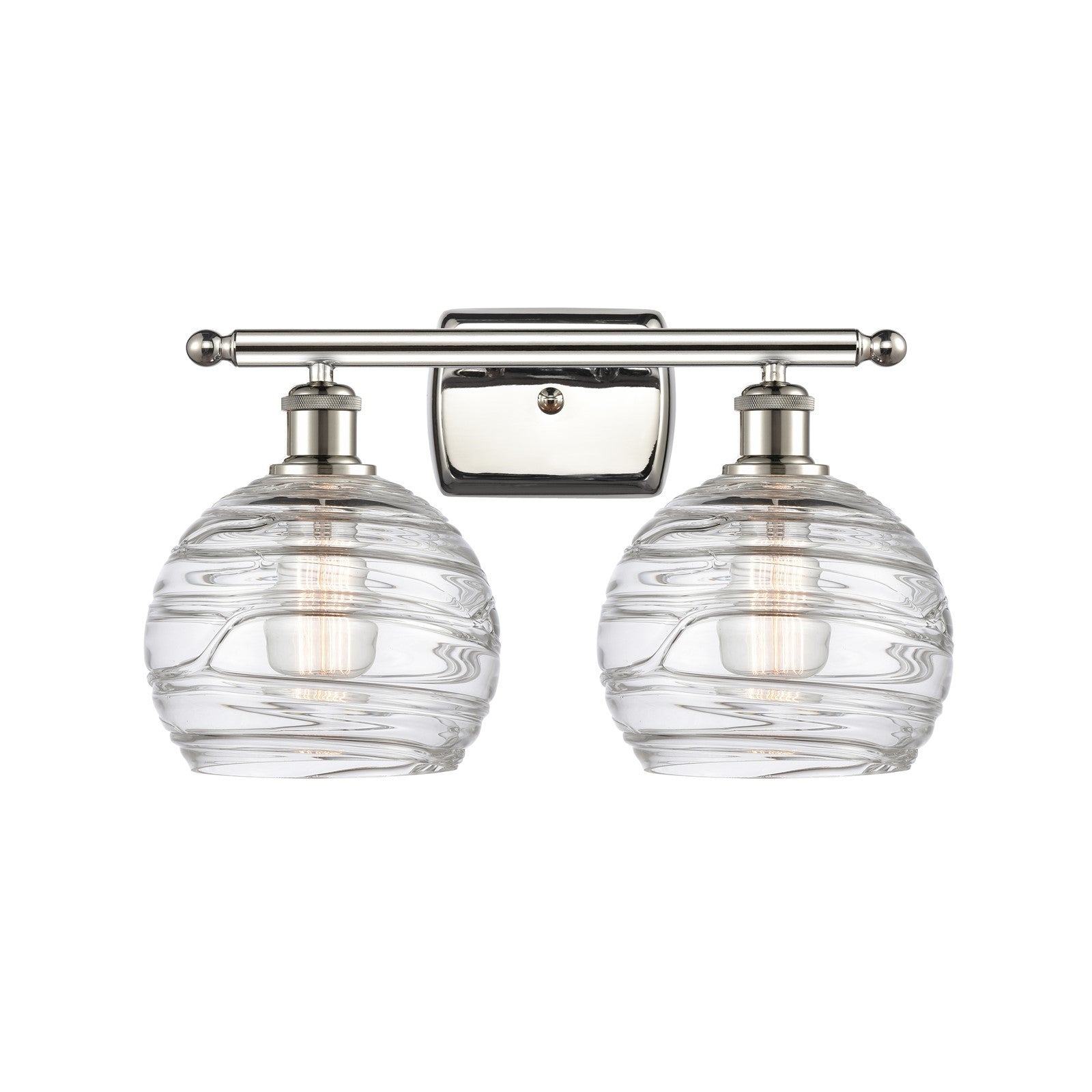 Innovations Athens Deco Swirl 18in 2-Light Bath Vanity Light | Industrial Polished Nickel and Clear Glass | Bathroom | Model 516-2W-PN-G1213-8CL