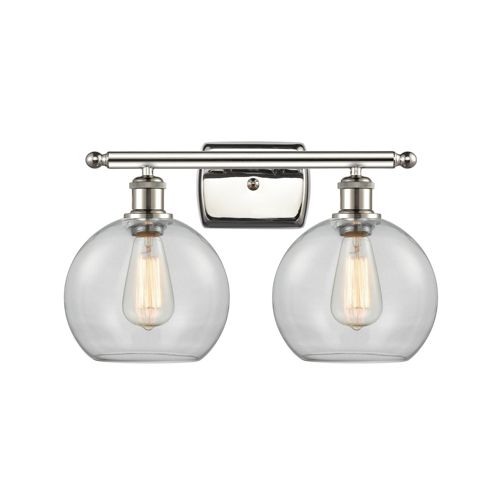 Innovations Athens 18in 2-Light Bath Vanity Light | Modern Contempo Polished Nickel and Clear Basket Weave Glass | Model 516-2W-PN-G122C-8CL
