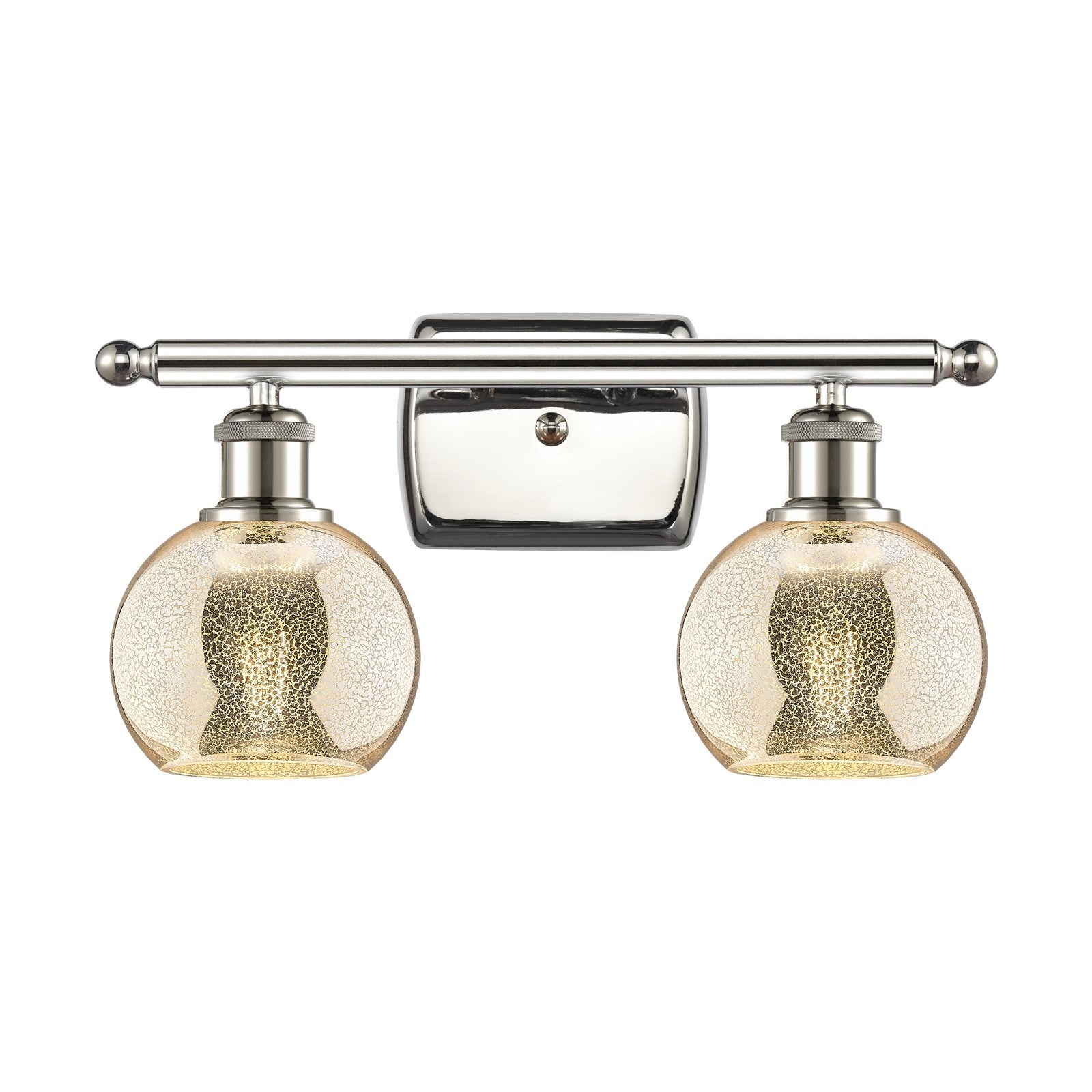Innovations Athens 16in 2-Light Bath Vanity Light | Industrial Polished Nickel and Mercury Glass | Bathroom & Powder Room | Model 516-2W-PN-G128-6