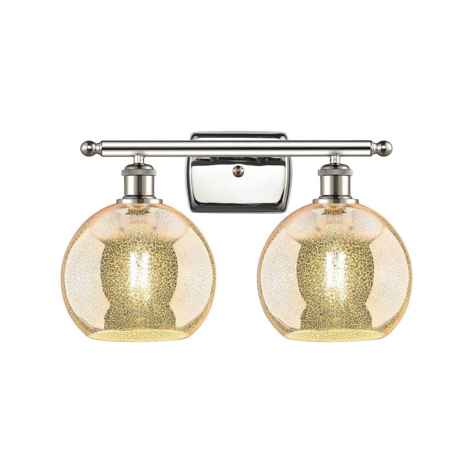 Innovations Athens 18in 2-Light Bath Vanity Light | Industrial Polished Nickel and Mercury Glass | Bathroom & Powder Room | Model 516-2W-PN-G128-8