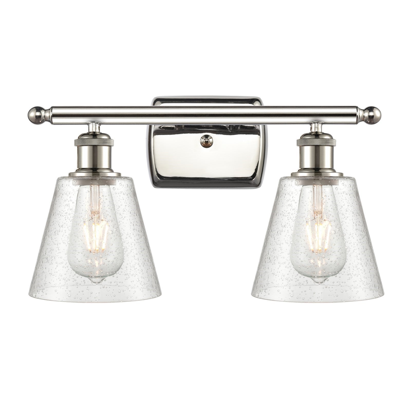 Innovations Caton 16in 2-Light Bath Vanity Light | Transitional Polished Nickel and Frosted Glass | Bathroom & Powder Room | Model 516-2W-PN-G454