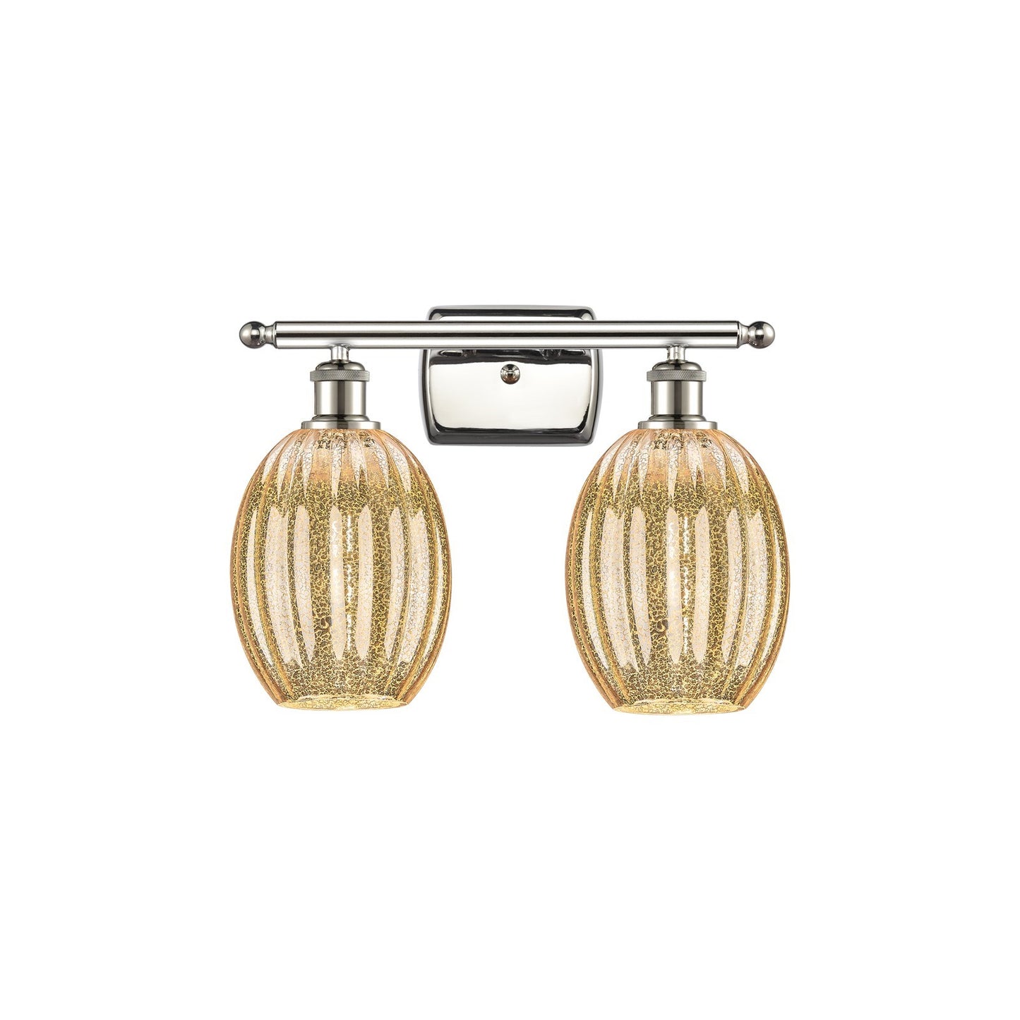 Innovations Preston Bulb 16in 2-Light Bath Vanity Light | Industrial Polished Nickel and Mercury Glass | Bathroom & Powder | Model 516-2W-PN-G459-6ME