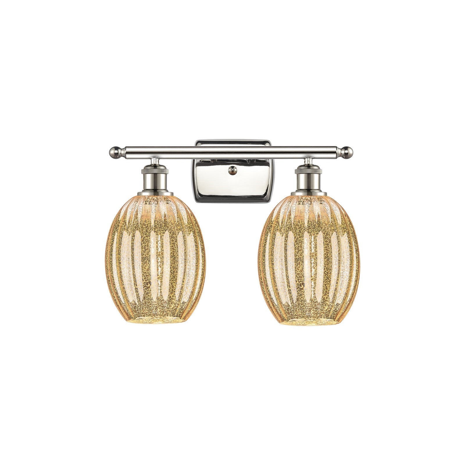 Innovations Preston Bulb 16in 2-Light Bath Vanity Light | Industrial Polished Nickel and Mercury Glass | Bathroom & Powder | Model 516-2W-PN-G459-6ME
