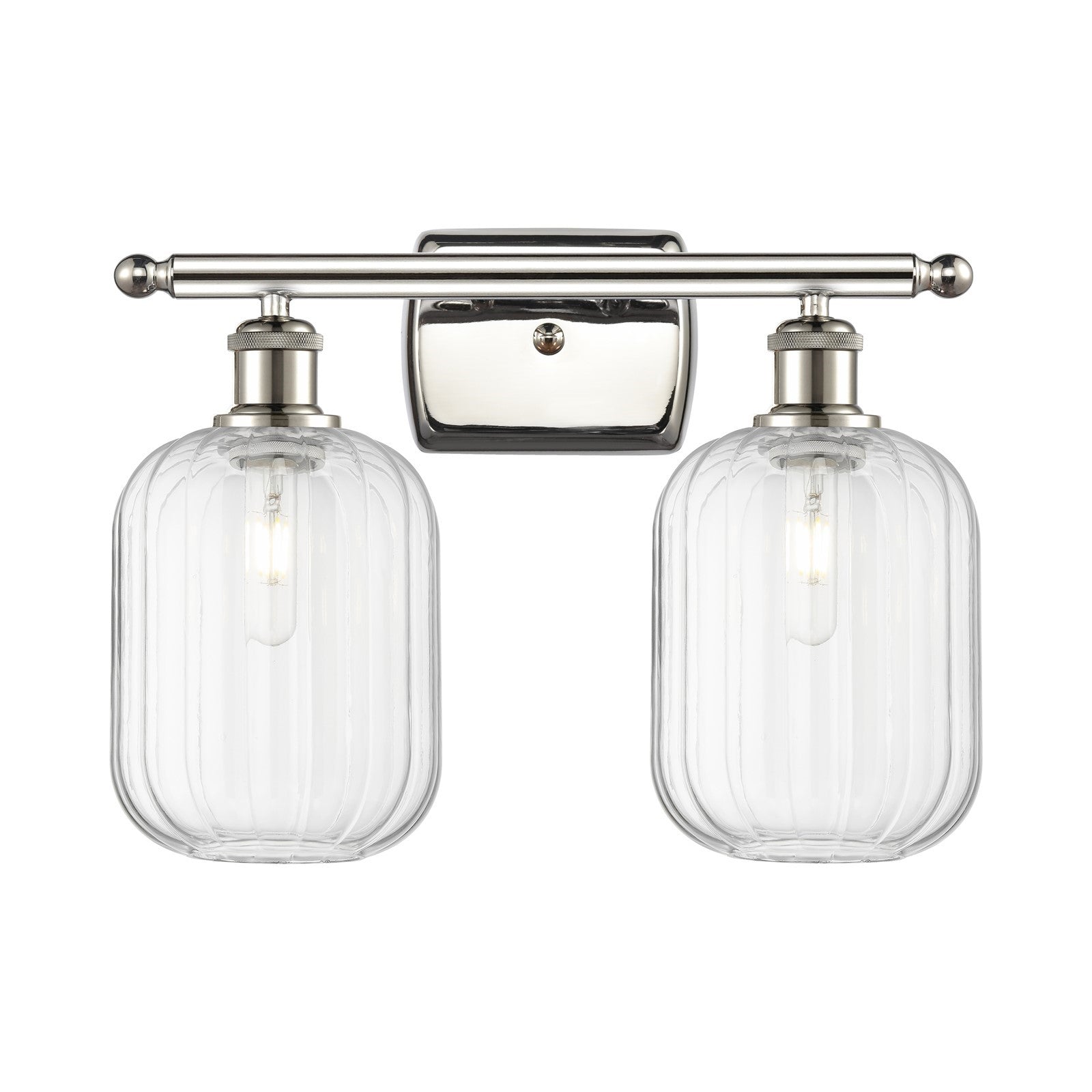Innovations Preston Cylinder 16in 2-Light Bath Vanity Light | Industrial Polished Nickel and Clear Glass | Bathroom | Model 516-2W-PN-G460-7CL