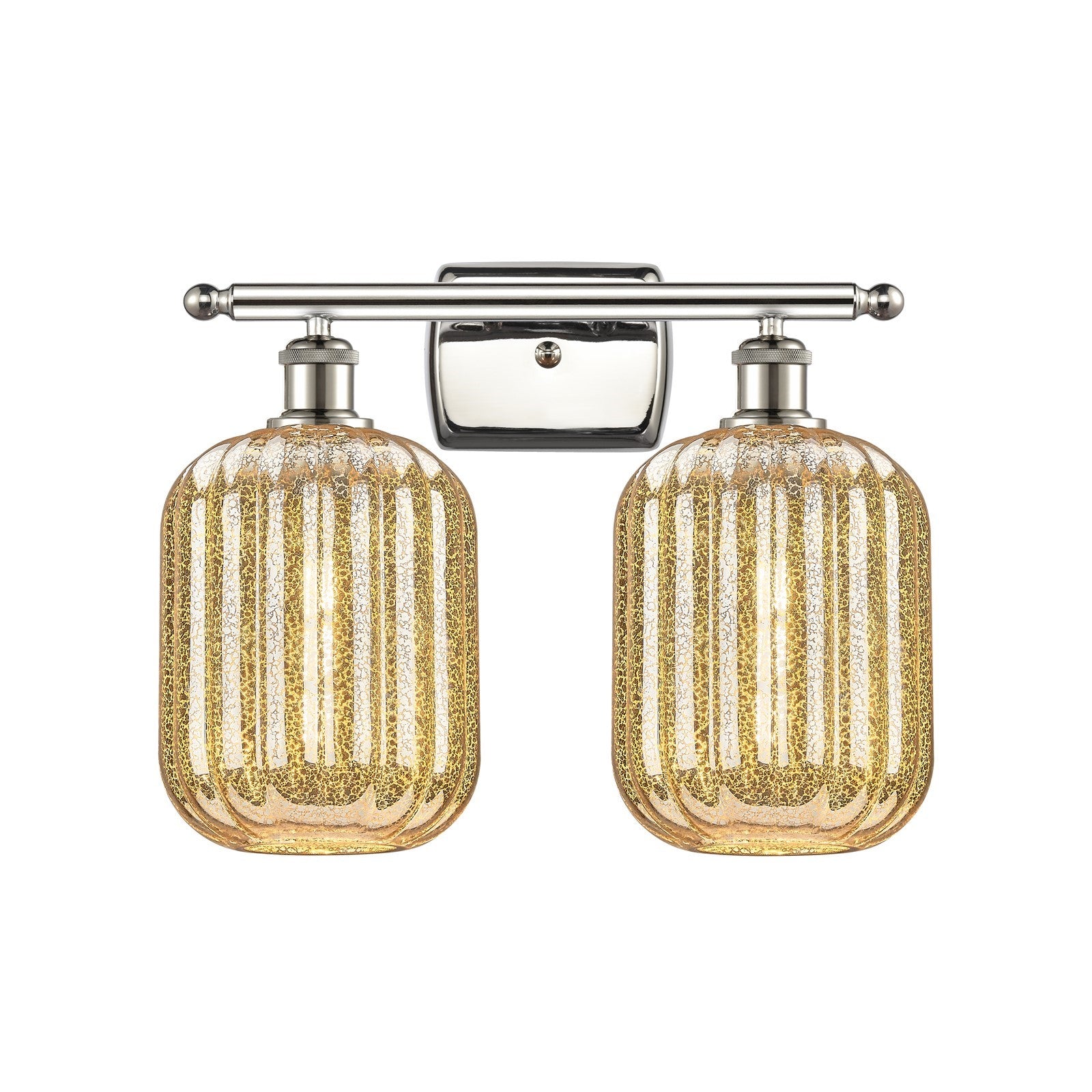Innovations Preston Cylinder 16in 2-Light Bath Vanity Light | Industrial Polished Nickel and Mercury Glass | Bathroom | Model 516-2W-PN-G460-7ME