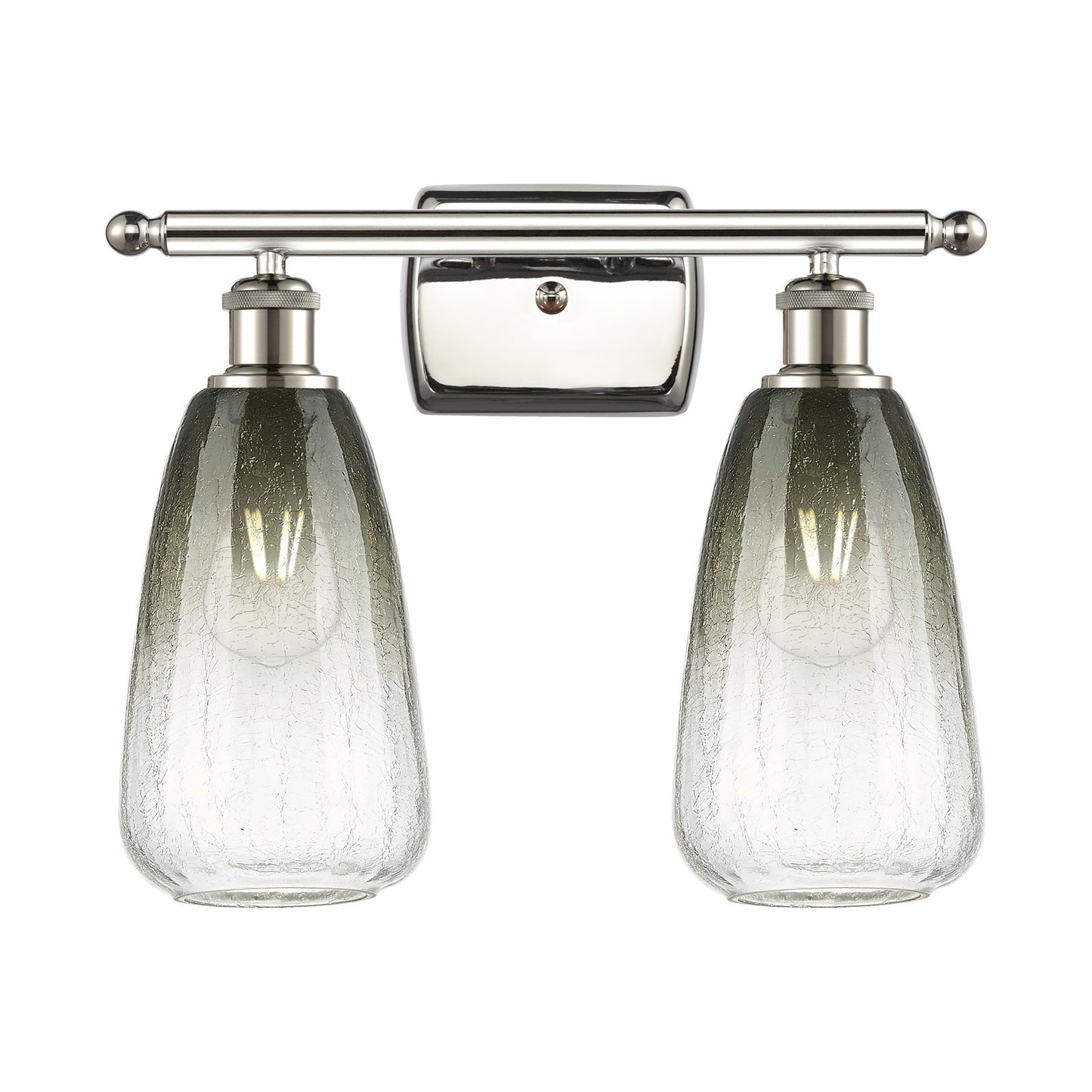 Innovations Brookhaven Almond 16in 2-Light Bath Vanity Light | Industrial Polished Nickel and Slate Glass | Bathroom | Model 516-2W-PN-G480-6SL
