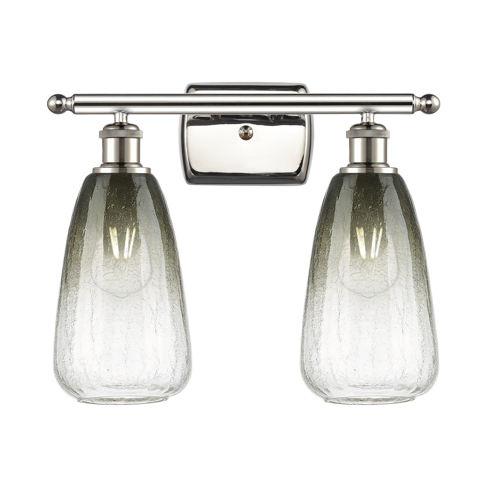 Innovations Brookhaven Almond 16in 2-Light Bath Vanity Light | Industrial Polished Nickel and Slate Glass | Bathroom | Model 516-2W-PN-G480-6SL