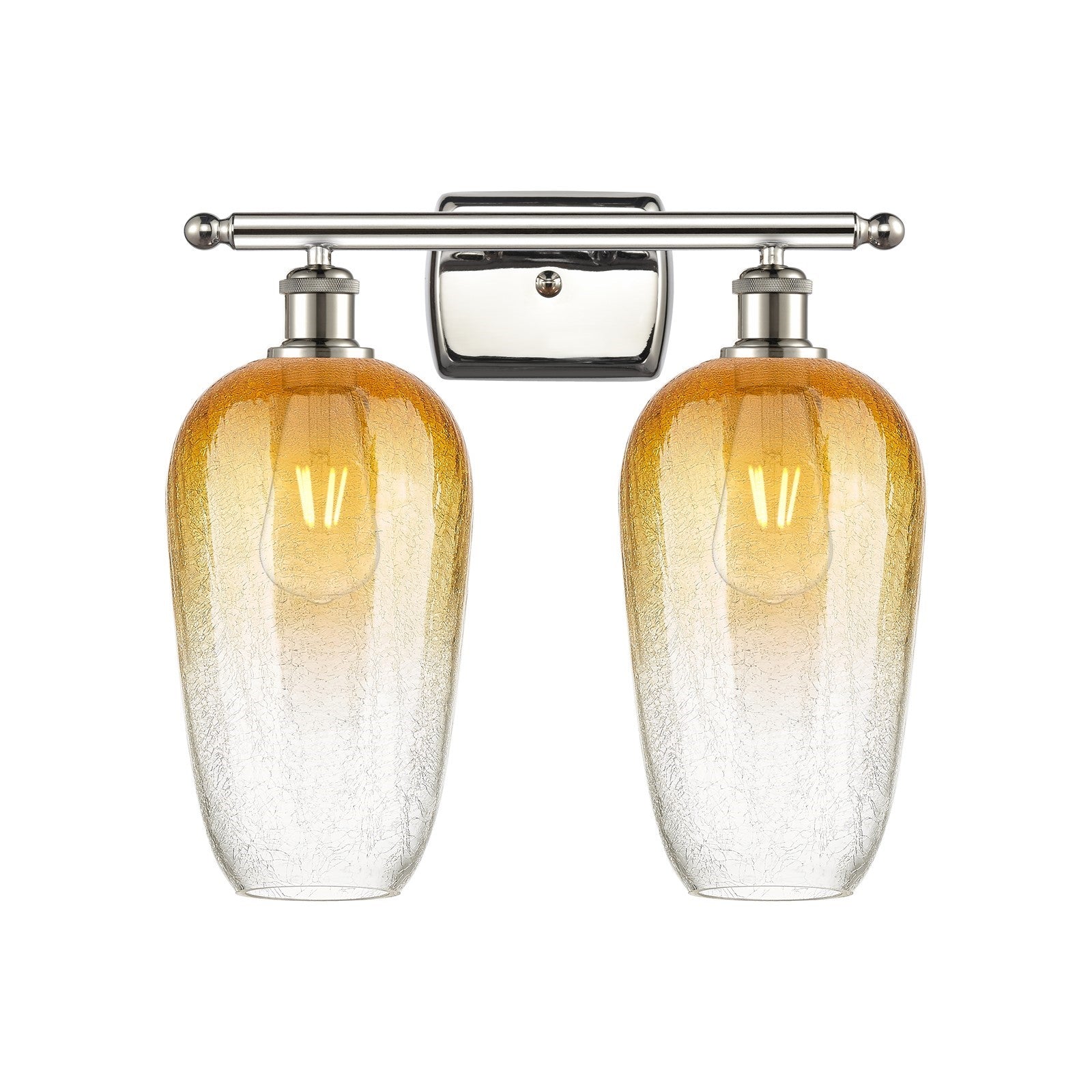 Innovations Brookhaven Flute 17in 2-Light Bath Vanity Light | Industrial Polished Nickel and Amber Glass | Bathroom | Model 516-2W-PN-G484-7AM