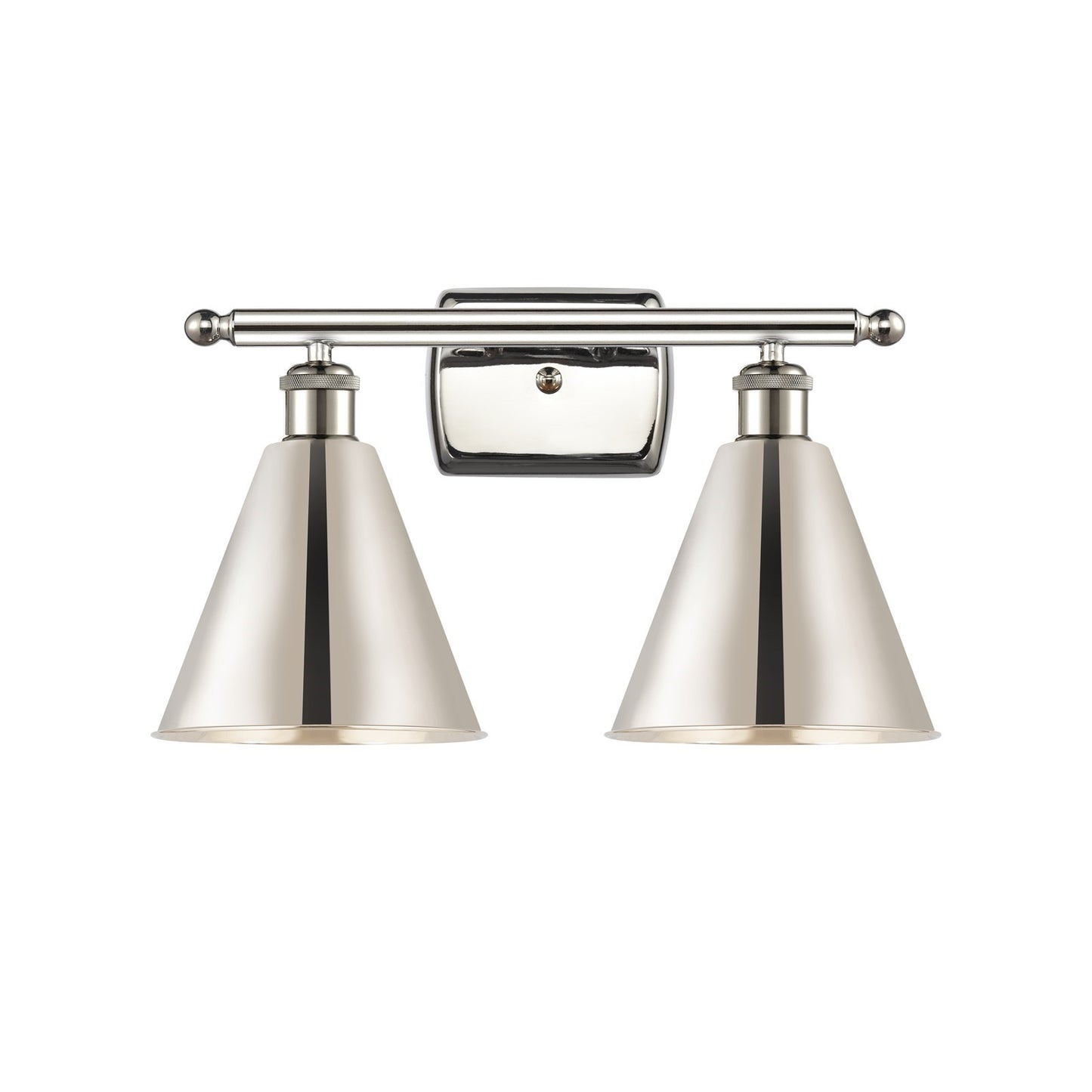 Innovations Berkshire Metal 18in 2-Light LED Bath Vanity Light | Industrial Polished Nickel | Bathroom & Powder Room | Model 516-2W-PN-MBC-8-PN-LED