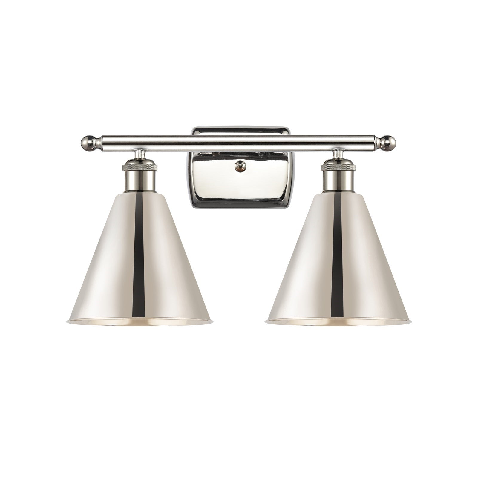 Innovations Berkshire Metal 18in 2-Light LED Bath Vanity Light | Industrial Polished Nickel | Bathroom & Powder Room | Model 516-2W-PN-MBC-8-PN-LED