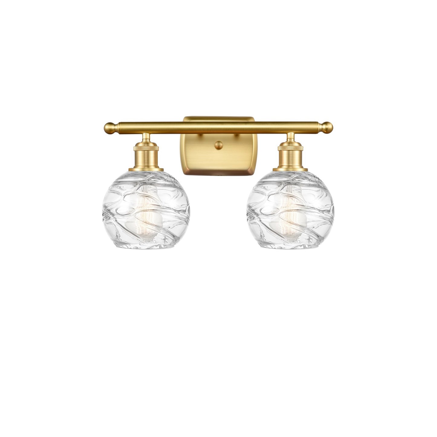 Innovations Athens Deco Swirl 16in 2-Light Bath Vanity Light | Industrial Satin Gold and Clear Glass Shade | Bathroom | Model 516-2W-SG-G1213-6CL